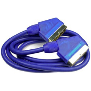 Scart-Kabel 1,0m blau, vergoldet