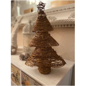 Holz Tannenbaum, gold, 40cm hoch