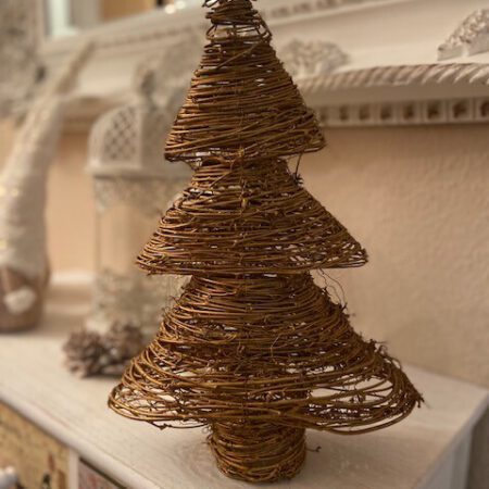 Holz Tannenbaum, gold, 40cm hoch