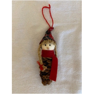 Filzfigur Wichtel auf einem Tannenzapfen 18cm