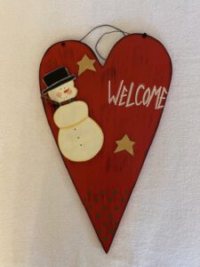 Herz mit Schneemann Türschild Welcome