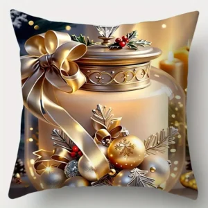 3er-Set Goldene Weihnachts-Kissenbezüge