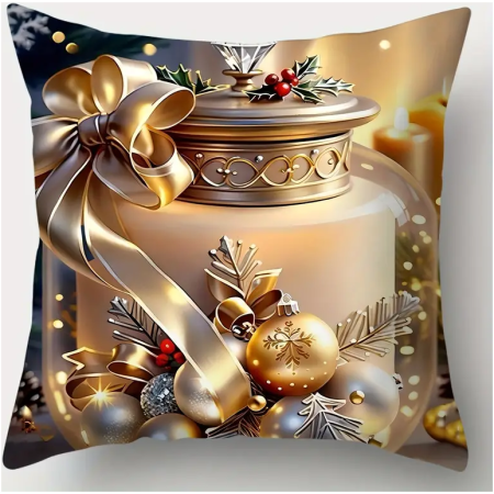 3er-Set Goldene Weihnachts-Kissenbezüge