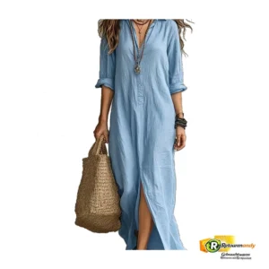 Damen Sommer Boho Langarmkleid