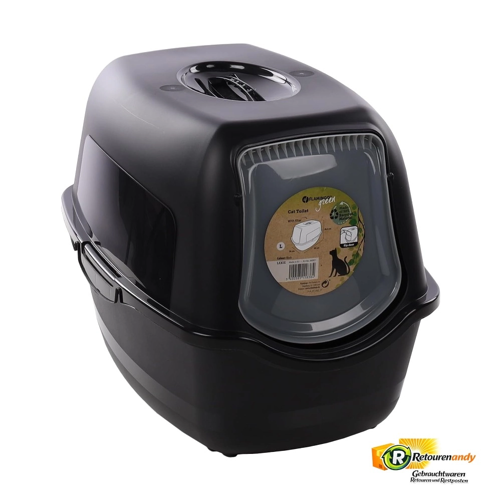 Flamingo Lexie Katzentoilette L - Schwarz, Mit Hohem Rand